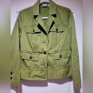 Chico's green jean jacket 100% cotton. Chico's size 1